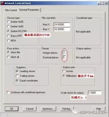 gerber output setting