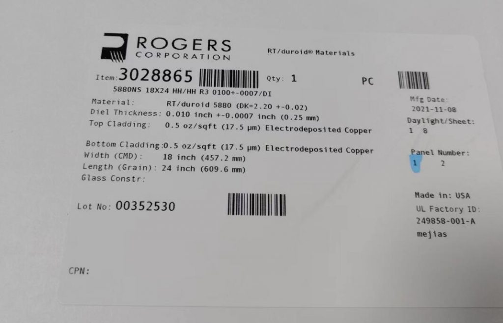 Rogers PCB material